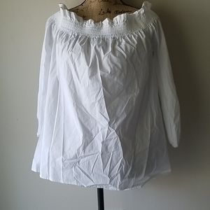 Ultra White CeCe Off The Shoulder Top